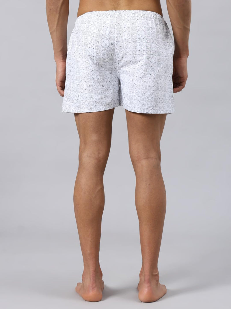 Men's Cotton Boxers, Printed Under Pant with Side Pocket, Go for once size up for better comfort - Pack of 3