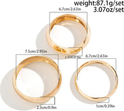 3 Pcs Set Chunky Gold Bangles for Women - Wide Stackable Statement Bracelets, Fashionable Gold Tone Cuff Bangles, Trendy Wrist Jewelry for Everyday & Gifts