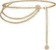 Metal Waist Chain Belts, Waist Belt for Women Dresses Dress Belts Adjustable for Jeans Skirts Pants Dresses Girls Women - Gold