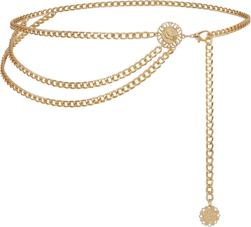 Metal Waist Chain Belts, Waist Belt for Women Dresses Dress Belts Adjustable for Jeans Skirts Pants Dresses Girls Women - Gold