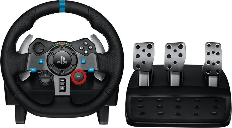 Logitech G29 Driving Force Racing Wheel and Floor Pedals, Real Force Feedback, Stainless Steel Paddle Shifters, Leather Steering Wheel Cover for PS5 Pro, PS5, PS4, PC, Mac - Black - UAE Version - G29 (PlayStation | PC)