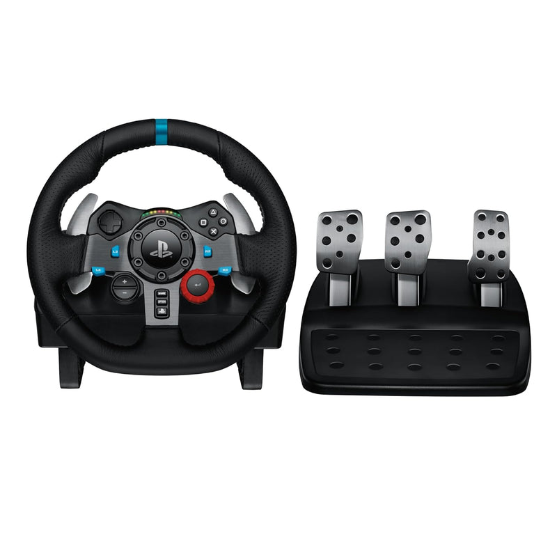 Logitech G29 Driving Force Racing Wheel and Floor Pedals, Real Force Feedback, Stainless Steel Paddle Shifters, Leather Steering Wheel Cover for PS5 Pro, PS5, PS4, PC, Mac - Black - UAE Version