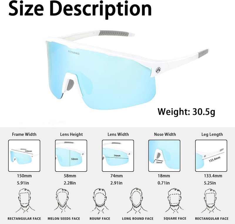 ASTARIKO Polarized Sports Sunglasses for Men & Women – UV400 Protection, Anti-Slip TR90 Half-Frame for Running, Cycling, Golf & Outdoor Activities