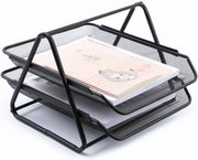 Desk Deposit Tray 2 Layer A4 Metal tray Office Desk Organiser Paper office Mesh Document Basket File Paper Tray Letter Organiser Holder Desktop Accessories