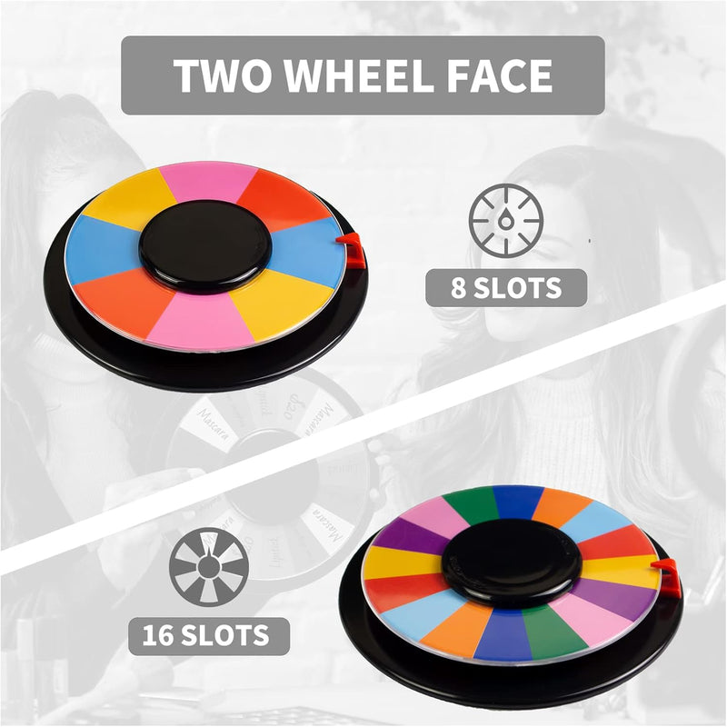 AZDVZD 8 Inch Table Spinning Wheel,Double-Sided 8/16 Slot Color Prize Wheel,Dry Erase Spin Wheel for Fortune Spinning Game,Trade Show, Holiday Activities,Party Pub,Home Education