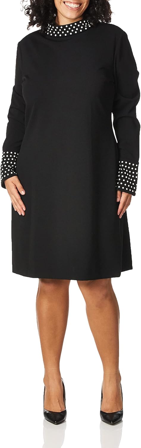 Paris Women's Mock Neck Bell Sleeve Sheath Dress - Black