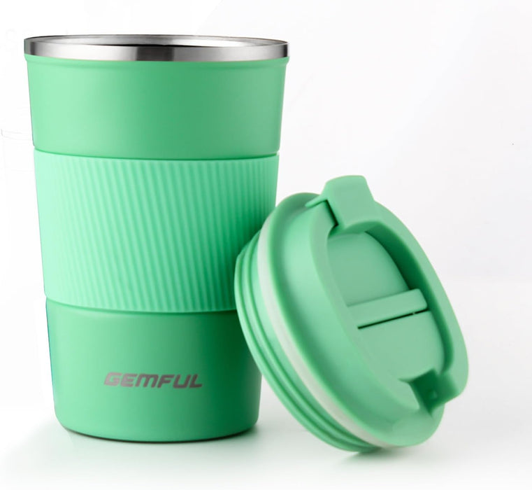 GEMFUL Travel Coffee Mug Stainless Steel Vacuum Ice and Hot Drinks Insulated Tumbler for Home Office Outdoor Works, 380ml, Pink