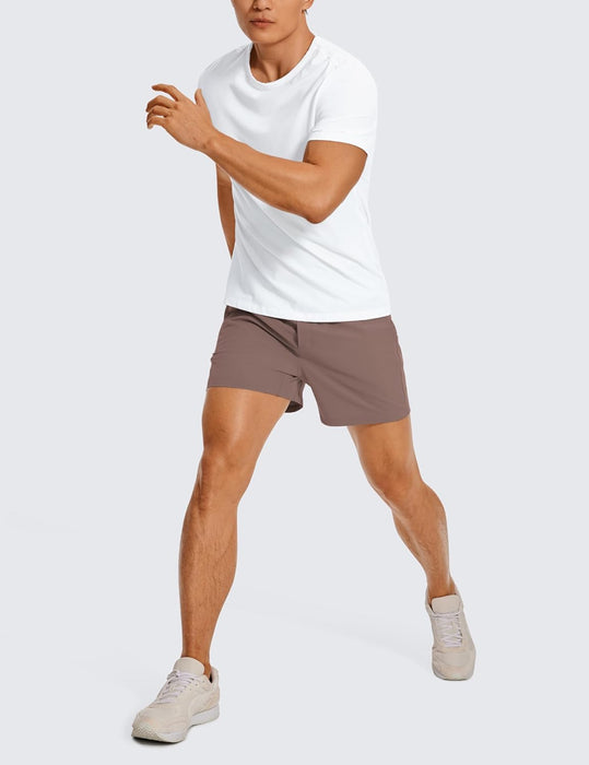 CRZ YOGA Men's Linerless Workout Shorts - 5'' Lightweight Quick Dry Running Sports Athletic Gym Shorts with Pockets