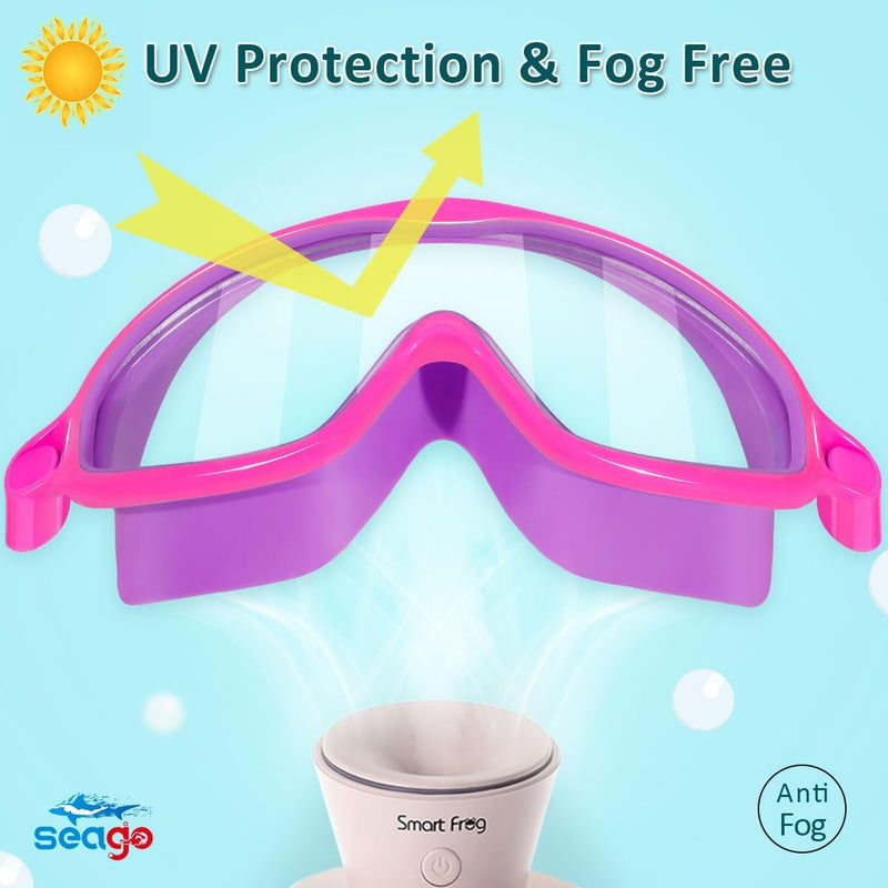 Seago Swim Goggles 2 Pack Anti-Fog Anti-UV Wide View Swimming Goggles for Kids 3-15