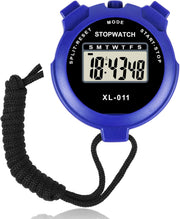 Vicloon Sport Stopwatch Timer, Multi-Function Sport Digital Stopwatch Large Display, Single Lap/Split Memory Stopwatch with12/24 Hour Clock Alarm Calendar for Training Swimming Running(Orange) - Blue