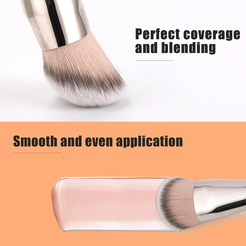 TEOYALL Flat Angled Brushes, Flawless Foundation Brush Under Eye Concealer Brush Bronzer Brush with Liquid Cream Powder