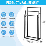 SKY-TOUCH 3 Tiers Metal Towel Rack Freestanding Drying Storage Display Rack for Bathroom Tub Shower Poolside- Bottom 44x21.5CM Height 66/76/86CM (86 44 21cm) Black
