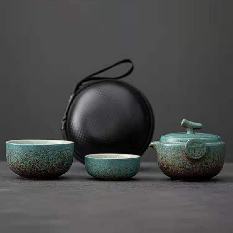 La cocina Ceramic Gongfu Travel Tea Set - Gorgeous Chinese Teapot Set with 2 Tea Cups, Portable Carrying Caseâ€¦