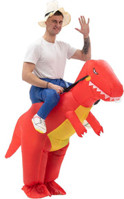 Inflatable Dinosaur Costume for Adults Animal Riding Cosplay Outfit Cute and Fancy Inflatable Halloween - Red