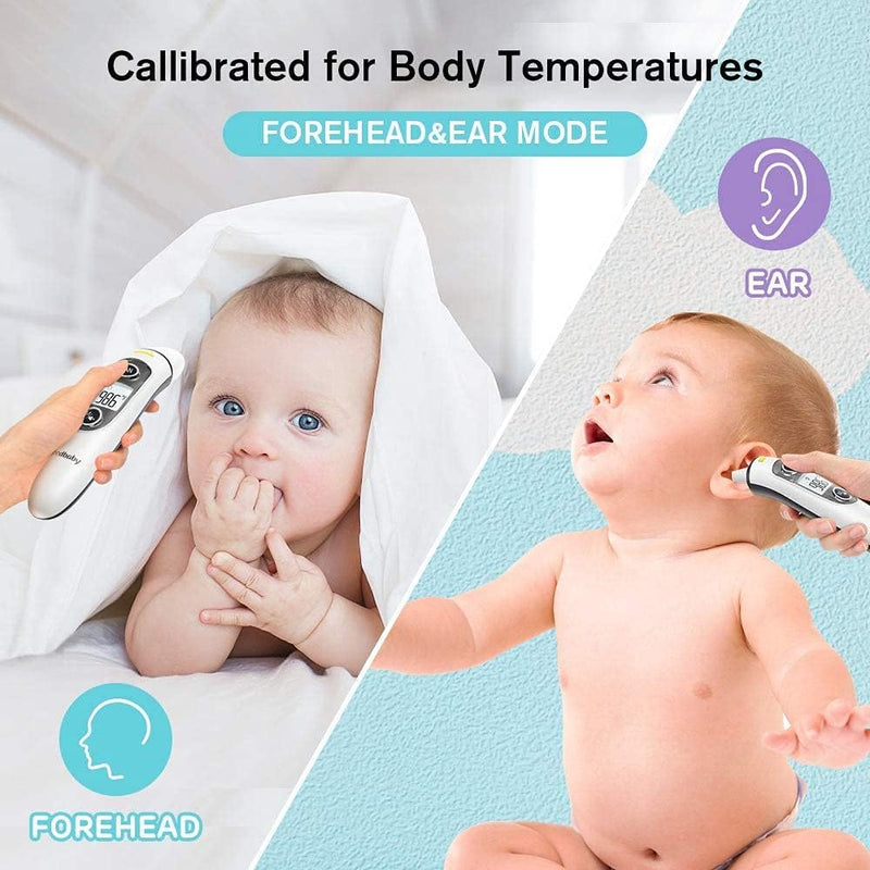 SKY-TOUCH Digital Infrared Thermometer for Forehead & Ear,Accurate Readings for All Ages,with LCD Display, Fever Alarm & Memory Recall Hygienic for Home & Travel