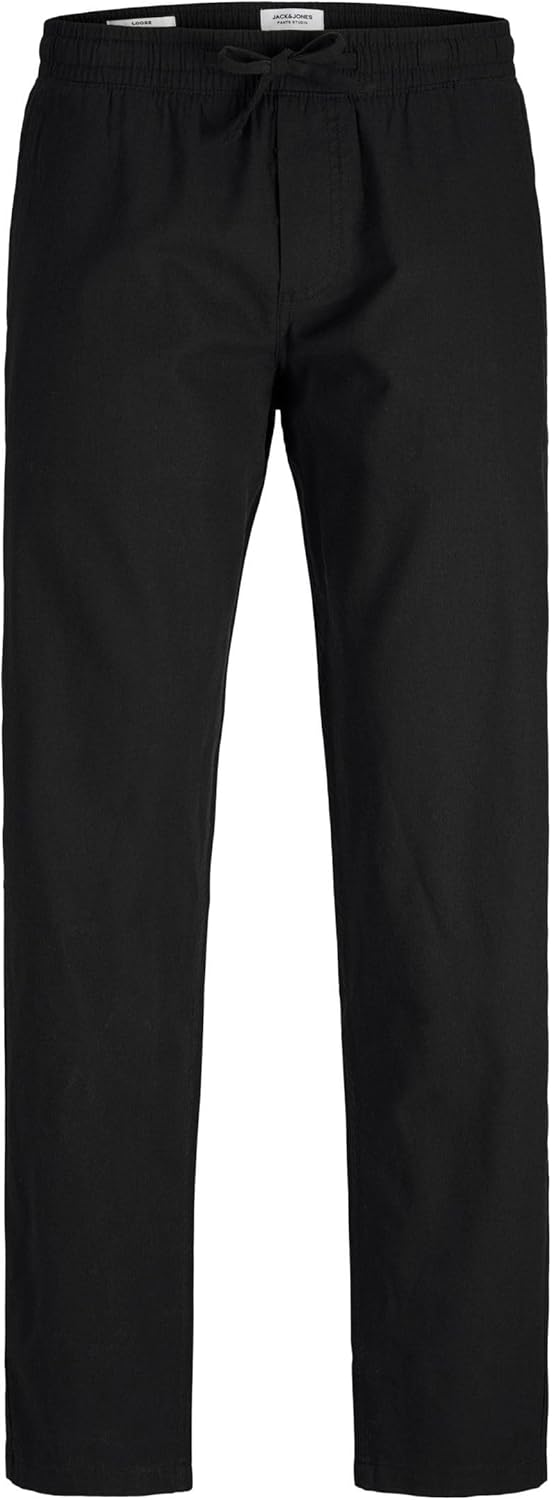 Men's Jpstkane Jjsummer Linen Blend Jogger Sn Fabric Trousers - Black