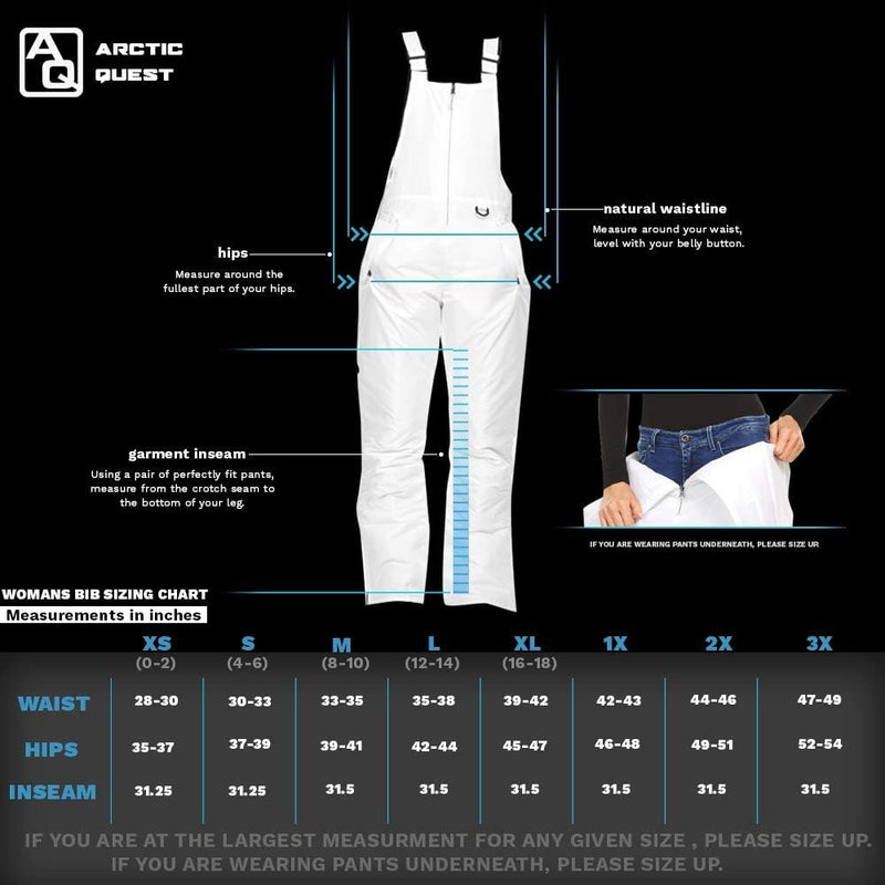 Arctic Quest womens Ski Snow Bibs Pants Insulated Water Resistant Overalls Snowboarding Winter Waterproof Pants Overalls (pack of 1)