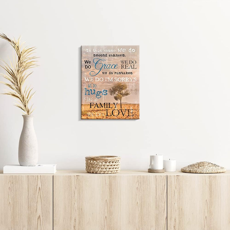 Kas Home Thankful Grateful Blessed Wall Decor Canvas Inspirational Quote Sign Farmhouse Rustic Wall Art Positive Word Hanging Decoration for Bedroom Living Room Kitchen Framed Plaque (10.6 x 13.7