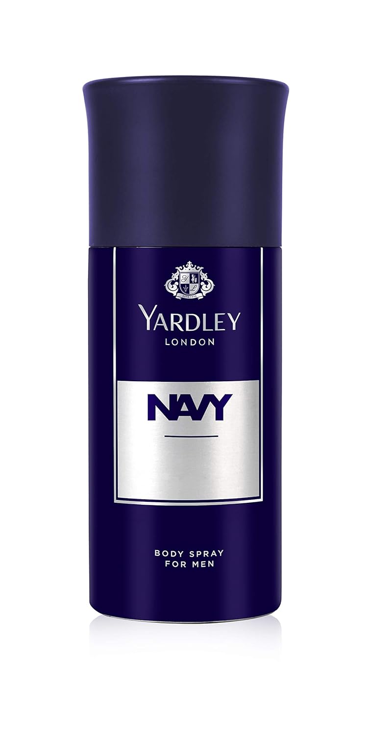 Yardley London Navy Body Spray For Men, Fresh Marine Fragrance, 150 Ml