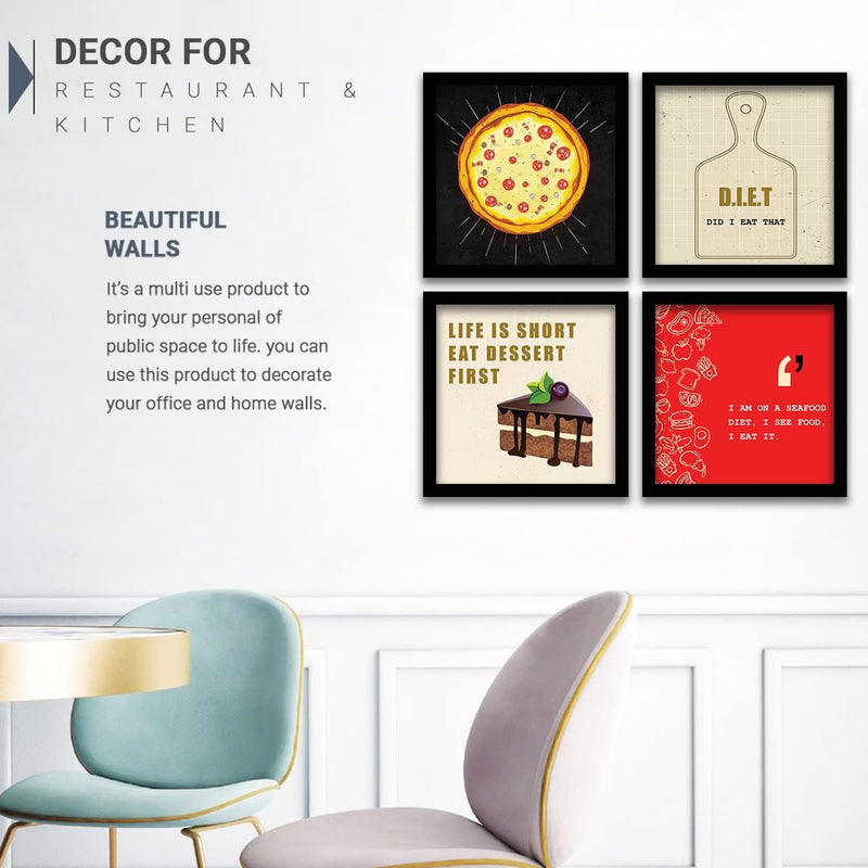 kotart Engineered Wood Photo Frames For Kitchen And Restaurant Wall Decoration - Food Quotes Decor Poster With Frame (11 Inch X 11 Inch, Multi) Design-2, Square)