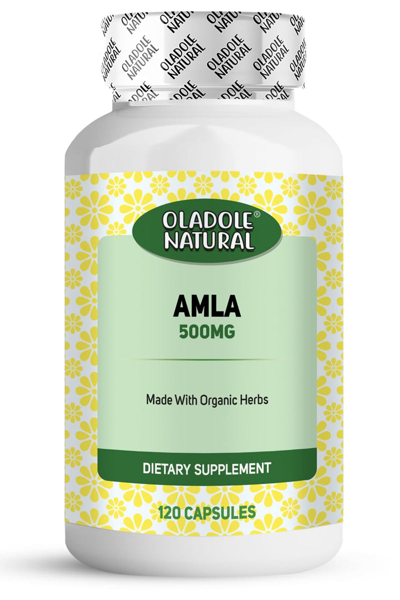 Oladole Natural Amla Extract- 500mg (120 Capsules) | High Vitamin C Powerful Antioxidant | For Hair, Skin & Immunity, Boost Energy, Metabolism, Promotes Hair Growth, Digestion | Non- GMO, Gluten Free