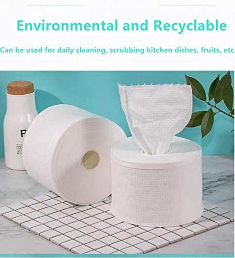 KASTWAVE Face Towels, Disposable Biodegradable Clean Facial Wash Cloth for Sensitive Skin, 100% Cotton Facial Tissue for Cleansing, Skincare and Makeup Remover, Dry Wipes