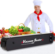 Ganeed Vacuum Sealer Automatic Food Sealer Machine with 15 Heat Seal Bags Vacuum Sealer System for Food Preservation, Black