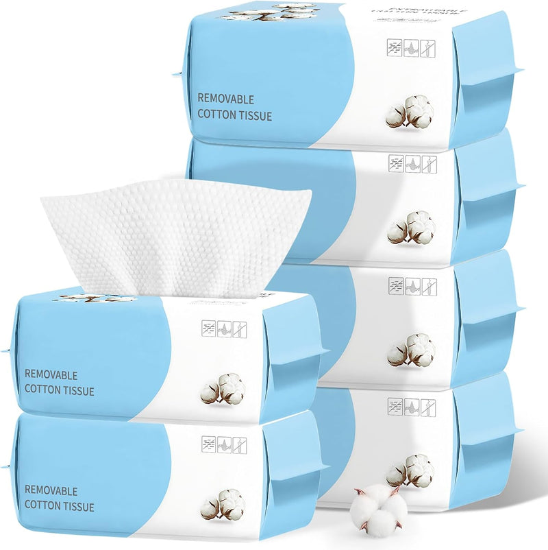 Cotton Disposable Face Towel, Biodegradable Facial Dry Wipes, Super Soft & Thick Face Cloth, Lint-Free Face Towelettes for Sensitive Skincare, Makeup Remover Dry Wipes, Facial Cleansing-200 Count
