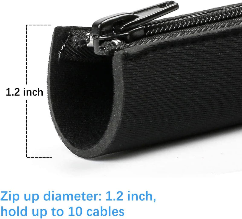 IBAMA 2 Pcs Cable Management Cable Sleeve 50.8cm/20-inch Each Flexible Cable Cord Organizer Wrap Cover with Zipper for TV/Computer/Home Entertainment(Black)