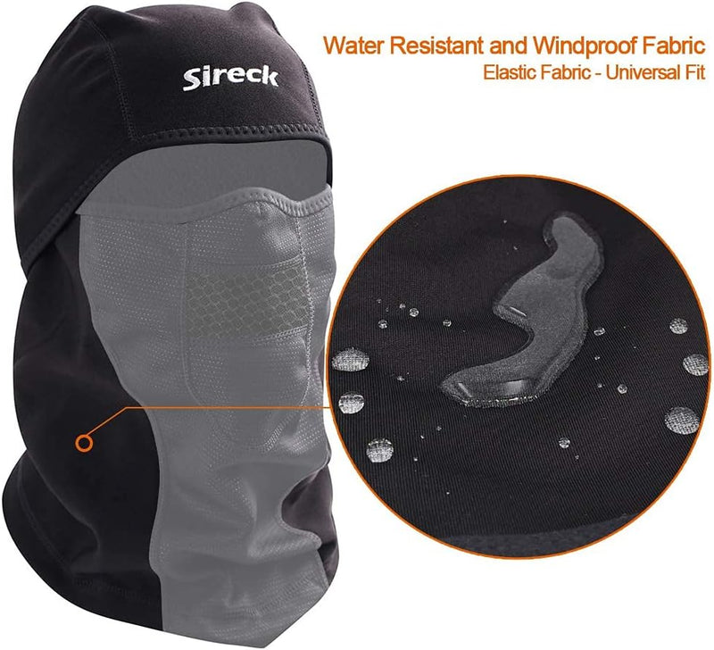 Cold Weather Balaclava Ski Mask, Water Resistant and Windproof Fleece Thermal Face Mask, Hunting Cycling Motorcycle Neck Warmer Hood Winter Gear for Men Women, Black - Water Resistant, One size