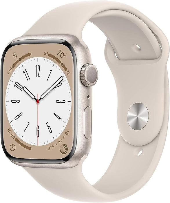Apple New Apple Watch Series 8 (GPS 41mm) Smart watch - Midnight Aluminium Case with Midnight Sport Band - Regular. Fitness Tracker, Blood Oxygen & ECG Apps, Water Resistant (Renewed)