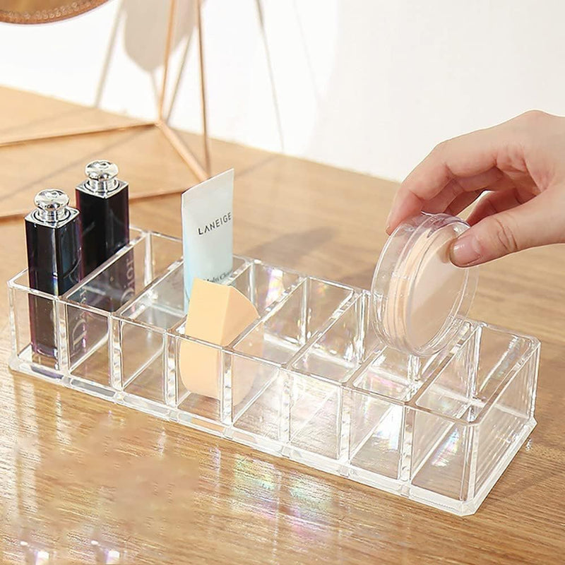 Acrylic Makeup Compact Organizer 8 slots Cosmetic Storage Vanity Organizer Eyeshadow Pallet Storage For Lipstick Bronzer Powder Highlighter, Skincare Cosmetic Display Cases For Vanity Bathroom