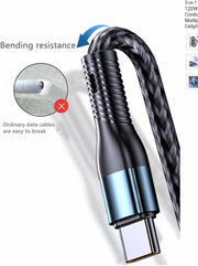 3-in-1 USB Fast Charging Cable - 120W Power Super Fast Charger Cords Universal Phone Charger, Multiple Charger Wire for Cellphone, Tablets and More