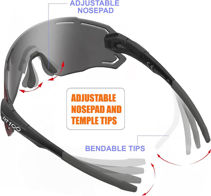 RT100 RIDE YOUR WAY Professional wrap around Frameless Cycling Sunglasses for Men and Women