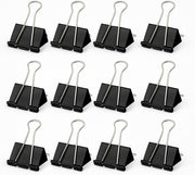 Fitto Binder Clips - Heavy Duty Metal Clamps for Organizing Papers, Files, Office Supplies, and Schoolwork - Durable, Reusable, Ideal for Home, Office, and Classroom Use (12Pcs 25mm, Black) - 12pcs 32mm
