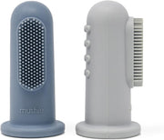 Baby Finger Toothbrush 2-Pack Silicone Finger Brush Infant & Toddler Food Grade Training Aid 100% BPA and chemical-free Babies First Toothbrush Designed in Sweden Blush/Shifting Sand - Tradewinds/Stone