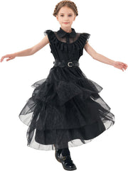 14 Pack Wednesday Black Costume, Wednesday Girls Dress, Kids/Teens Black Family Costumes, Girls Halloween Costumes Perfect for Halloween, Cosplay, and Parties