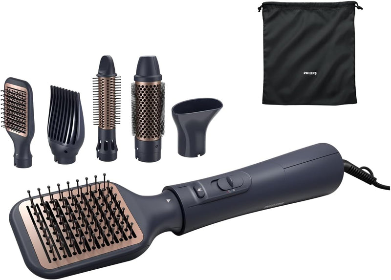 5000 Series Air Styler for Drying & Styling in one-go, from wet to dry styling with ionic care and argan-oil infused brush, 5 attachments, Black - BHA530/03 - BHA530/03, Airstyler - 5 attachments