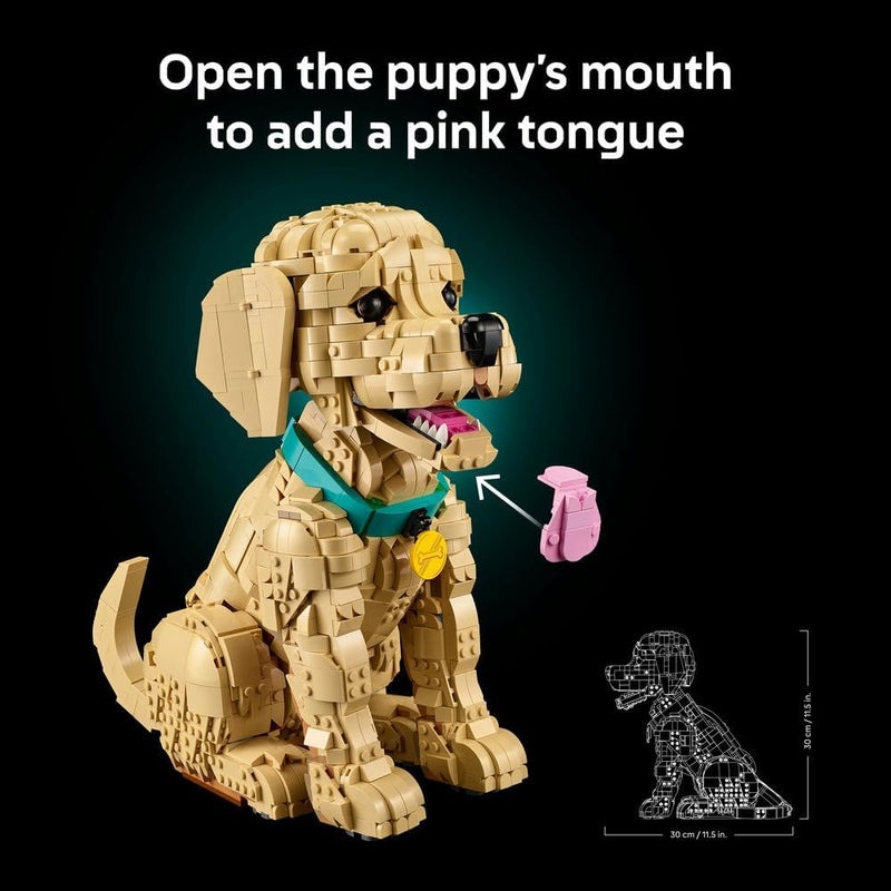 Icons Golden Retriever Puppy 11384 Animal Figure Building Set for Adults, Collar & Medallion Details, Shelf or Desk Decor, Crafts Gift Idea, 2,102 Pieces