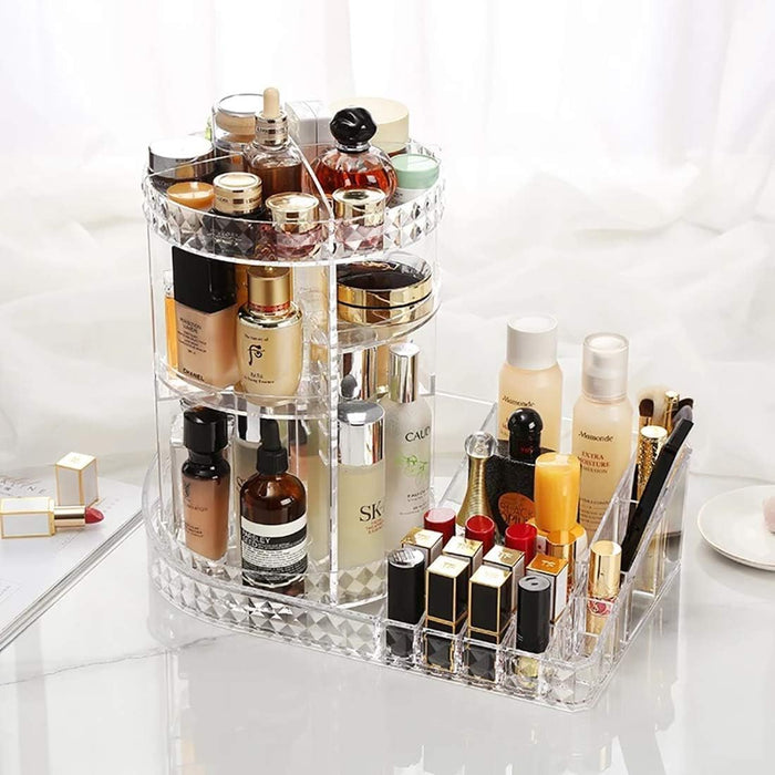 '-MOMENT Makeup Organizer,360°Rotating Adjustable Cosmetic Storage Display Case with 7 Layers Large Capacity for Skin Care,Cosmetic Brush,Lipstick and Nail Polish (Clear)