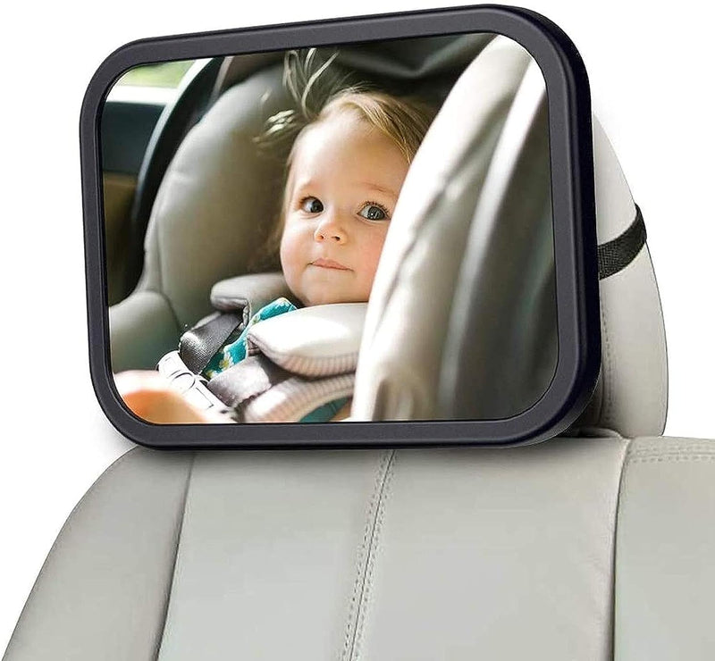 Car Backseat Safety Mirror, CharmCollection Peace of Mind to Keep An Eye on Baby in A Rear Facing Child Seat Premium Black Frame Car Rear View Baby Car Seat Mirror for Baby Back Seat Child Seats