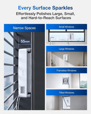 ECOVACS WINBOT MINI Window Cleaning Robot Compact Design Double Nozzles with Ultrasonic Atomisation, 9 Level Protection System, Intelligent Path Planning, 3 Cleaning Modes, Non-Slip System - Mini Grey