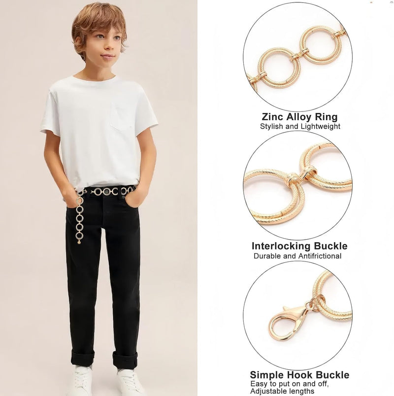 Kids Metal Waist Chain Belt - Adjustable Shiny Waist Chain for Girls, Fashion Accessory for Dresses, Skirts, Jumpsuits - Stylish, Durable 31.5 Inch Kids Waistband Necklace