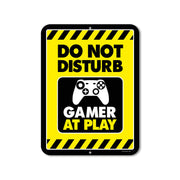 Gaming Room Decor, Do Not Disturb Gamer at Play, 9 x 12 inch Metal Aluminum Novelty Tin Sign, Video Game Room Decor, Game Room Sign - Gaming in Progress