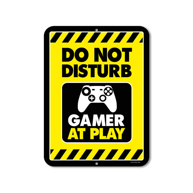 Gaming Room Decor, Do Not Disturb Gamer at Play, 9 x 12 inch Metal Aluminum Novelty Tin Sign, Video Game Room Decor, Game Room Sign - Gaming in Progress