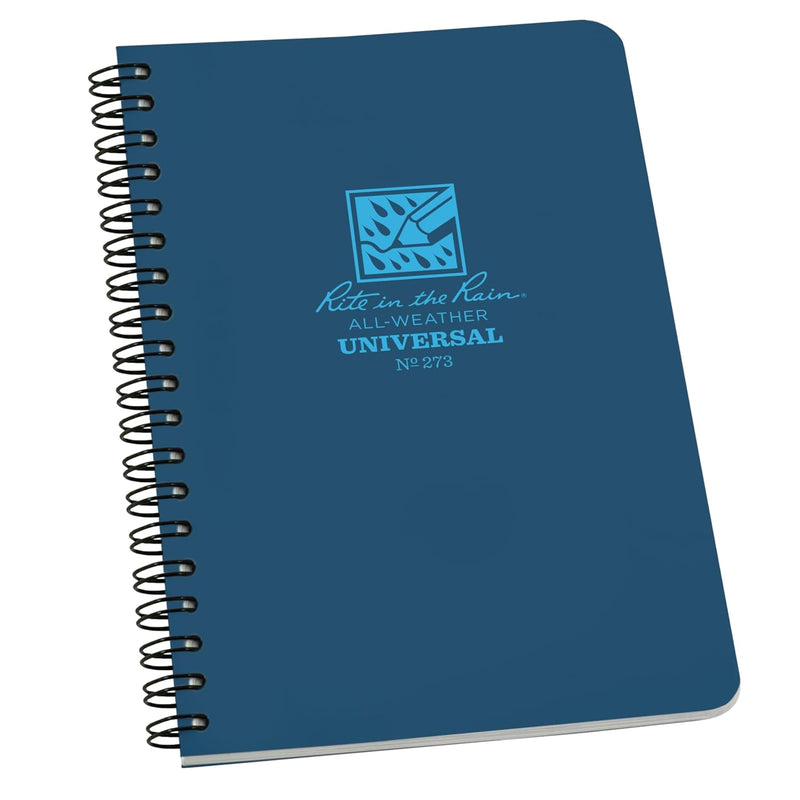 Rite in the Rain Weatherproof Side Spiral Notebook, 4.875" x 17.8 cm, Blue Cover, Universal Pattern (No. 273)", 1 pack - 1 Pack Blue