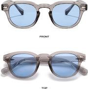 Unisex Vintage Retro Round Style Tinted Sunglasses For Men Women Fashion Circle Sun Glasses 46mm - C23 Crystal Gray Frame/Blue Tinted Lens