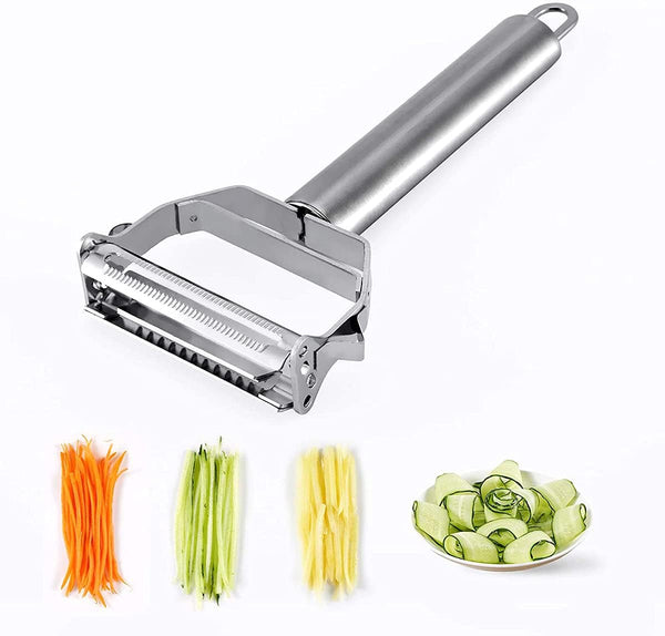 DELFINO Peeler Stainless Steel Cutter Slicer for Carrot Potato Melon Gadget Vegetable Fruit Steel Peeler Double Sided Blade Multi-functional Vegetable Cutter and Fruit Slicer Dual Blade for Kitchen