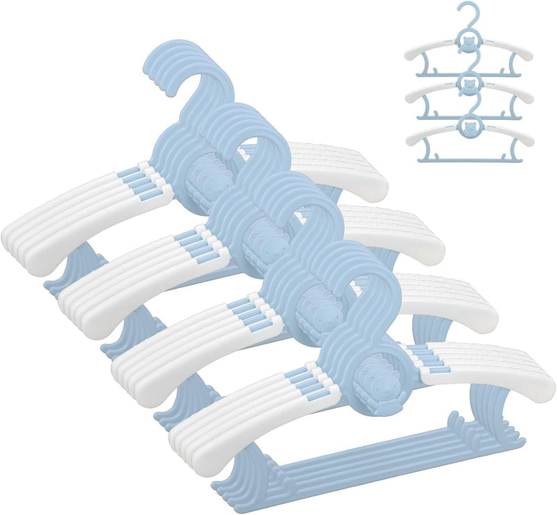 EETU Baby Hangers for Nursery Closet,Infant Hanger 20 Pack Non-Slip and Extendable Plastic Children's Newborn Baby Hangers 11"-14" Adjustable Children Coat Hanger for Girl Boy Toddler Kids (Blue)
