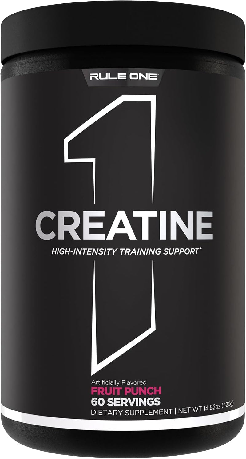 Rule 1 Creatine Powder Pure Micronized Creatine Monohydrate for High-Intensity Exercise and Lean Body Mass Support, Flavored and Unflavored (60 Servings, Fruit Punch) - Fruit Punch 60 Servings